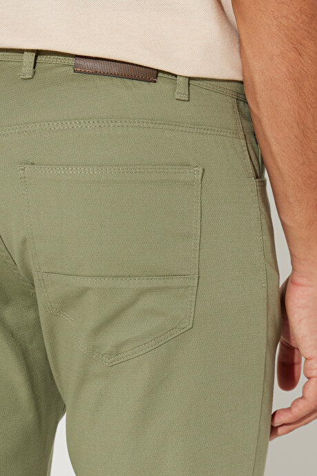Comfort Fit Rahat Kesim Greensboro Armürlü Esnek Yeşil Pantolon resmi