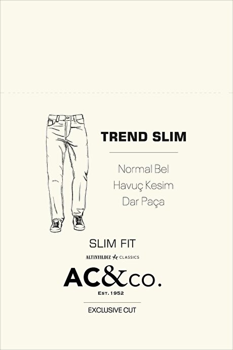 Trend Slim Fit Dar Kesim Pamuklı Esnek Jean Kot Buz Mavisi Denim Pantolon resmi