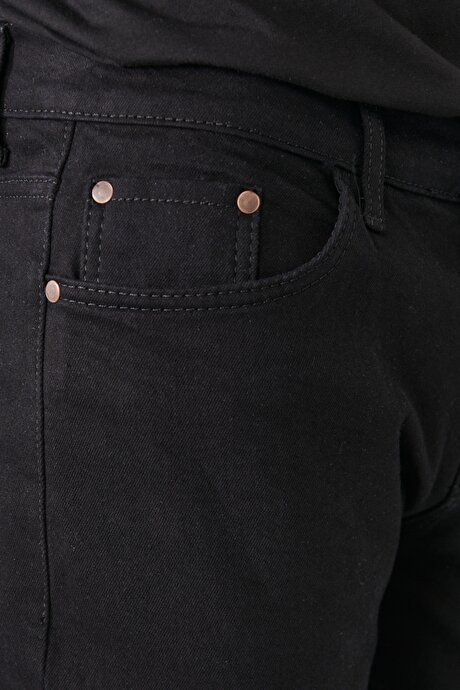 Slim Fit Dar Kesim Magic Esnek Jean Siyah Denim Pantolon resmi