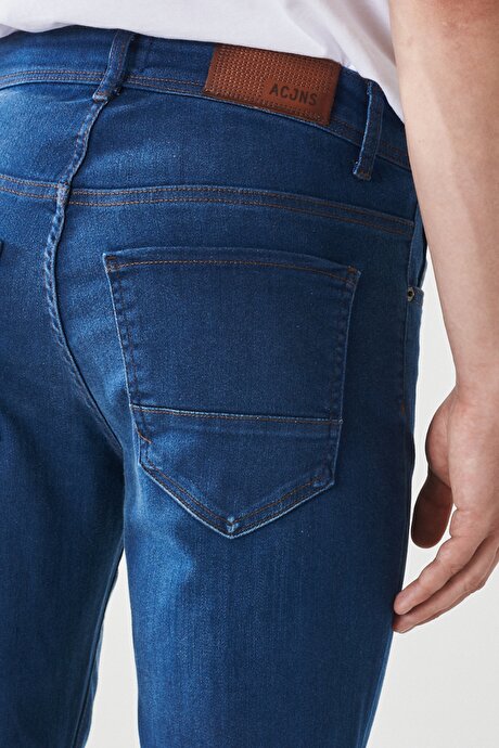 Comfort Fit Essentıal Kalıp Düz Casual Koyu Mavi Denim Pantolon resmi