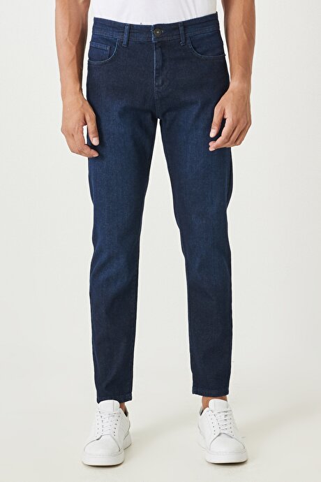 Comfort Fit Essential 5 Cep Esnek Koyu Lacivert Denim Pantolon resmi