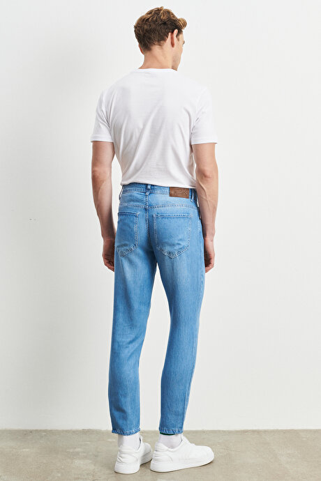 Comfort Fit Rahat Kesim Essential Casual Jean Açık Mavi Denim Pantolon resmi