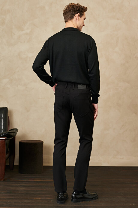 Slim Fit Dar Kesim Esnek Pantolon Siyah Pantolon resmi