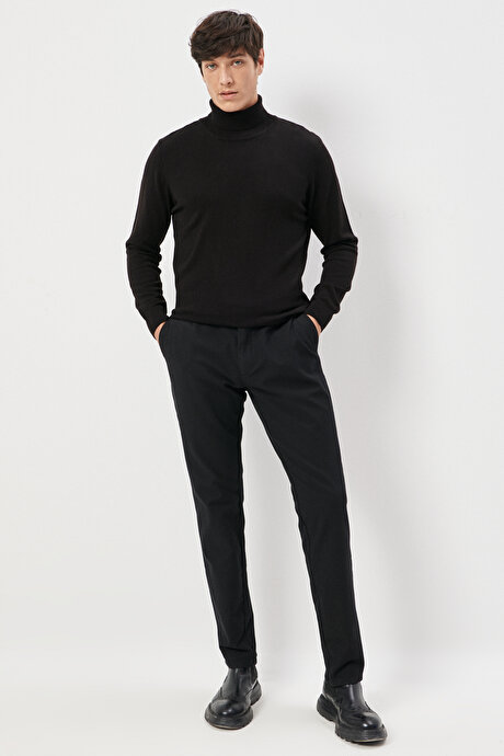 Slim Fit Dar Kesim Esnek Siyah Pantolon resmi
