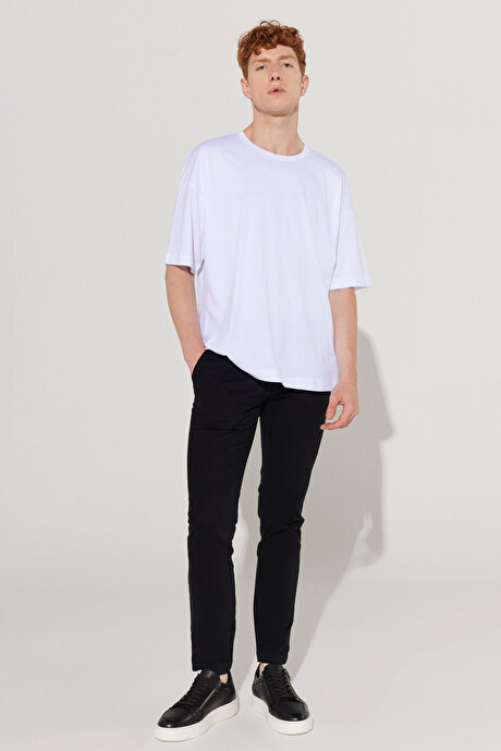 Slim Fit Dar Kesim Pamuklu Esnek Yan Cep Rahat Siyah Chino Pantolon resmi