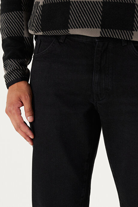 Comfort Fit Rahat Kesim %100 Pamuk Jean Kot Siyah Denim Pantolon resmi
