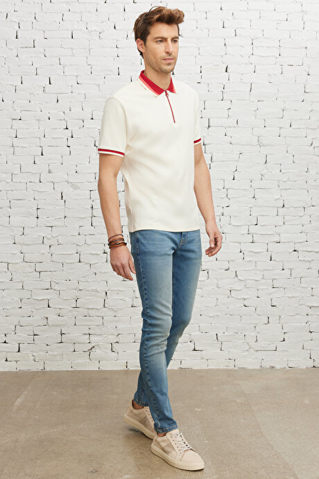 Pamuklu Ekstra Slim Fit Dar Kesim Esnek Jean Kot Denim Mavi Denim Pantolon resmi