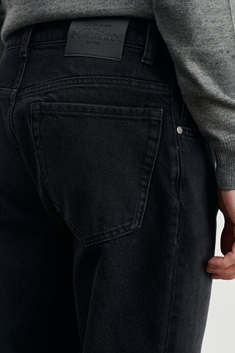 Comfort Fit Rahat Kesim %100 Pamuk Jean Kot Antrasit Denim Pantolon resmi