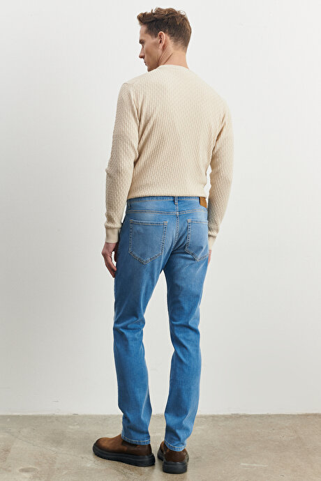 Slim Fit Dar Kesim Magic Esnek Jean Kot Açık Mavi Denim Pantolon resmi