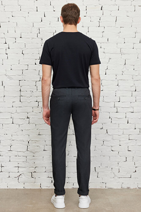 Slim Fit Dar Kesim Yan Cepli Esnek Beli Bağlamalı Denim Gri Denim Pantolon resmi