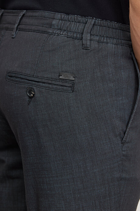 Slim Fit Dar Kesim Yan Cepli Esnek Beli Bağlamalı Denim Gri Denim Pantolon resmi