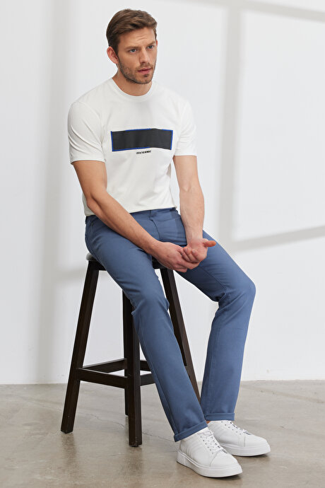 Slim Fit Dar Kesim 5 Cep Armürlü Esnek Petrol Pantolon resmi