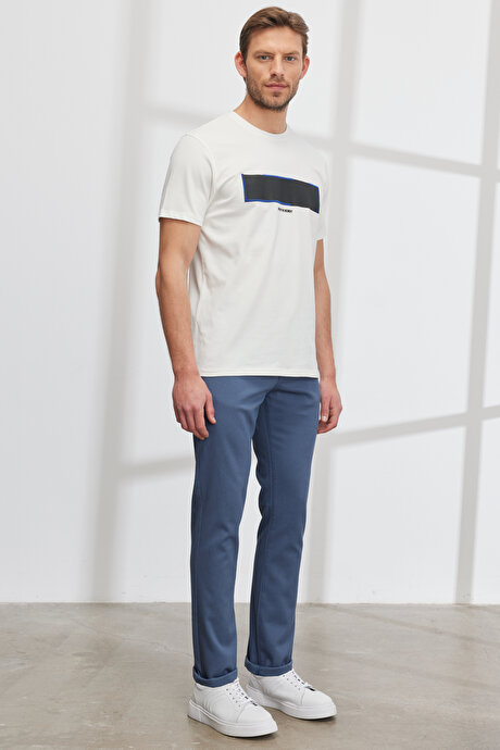 Slim Fit Dar Kesim 5 Cep Armürlü Esnek Petrol Pantolon resmi