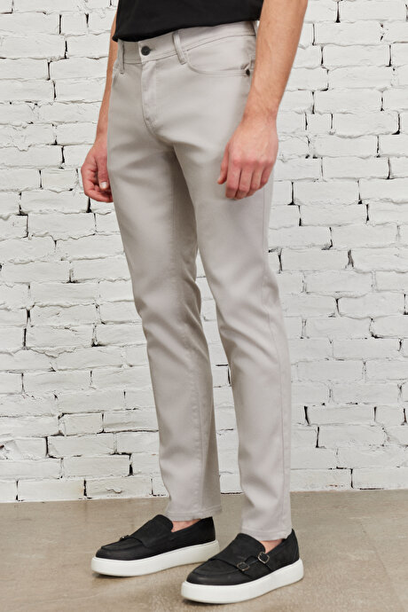 Slim Fit Dar Kesim 5 Cep Armürlü Esnek Taş Pantolon resmi