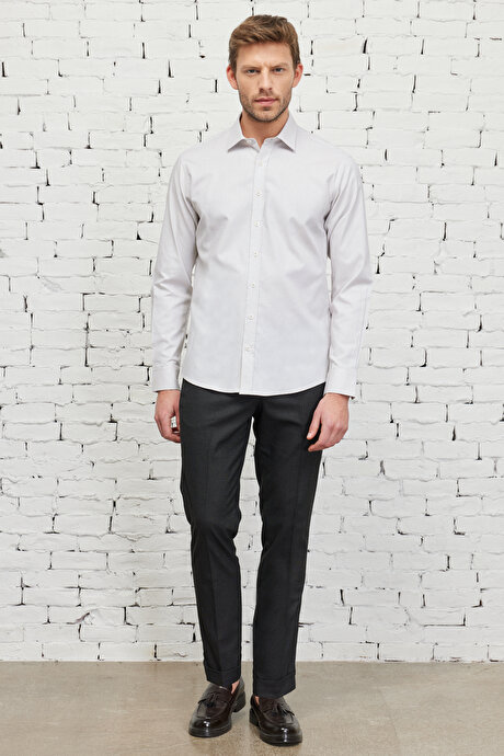 Slim Fit Dar Kesim Yan Cepli Beli Lastikli Desenli Antrasit Pantolon resmi