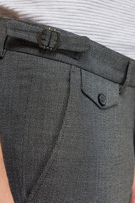 Slim Fit Dar Kesim Desenli Siyah Pantolon resmi