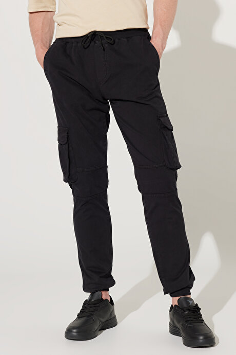 Slim Fit Dar Kesim Pamuklu Esnek Siyah Pantolon resmi