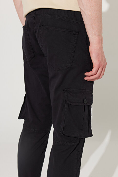 Slim Fit Dar Kesim Pamuklu Esnek Siyah Pantolon resmi