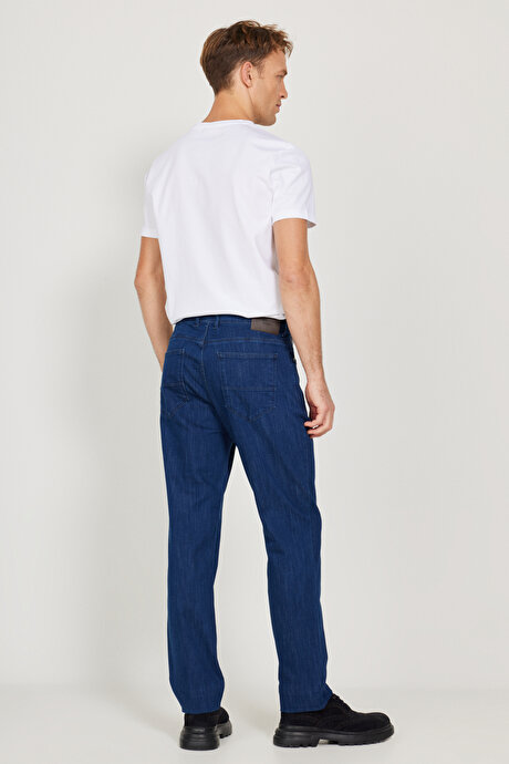 Slim Fit Dar Kesim 5 Cep Pamuklu Jean Kot Mavi Denim Pantolon resmi