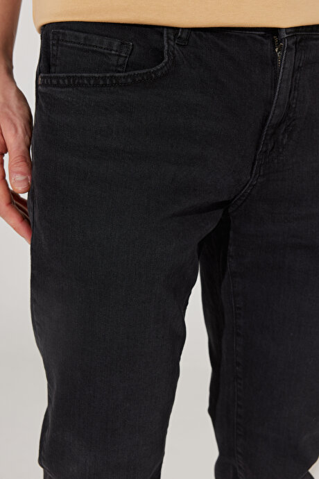 Slim Fit Dar Kesim 5 Cep Esnek Jean Kot Antrasit Pantolon Denım resmi