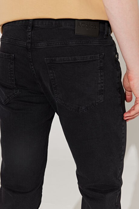 Slim Fit Dar Kesim 5 Cep Esnek Jean Kot Antrasit Pantolon Denım resmi