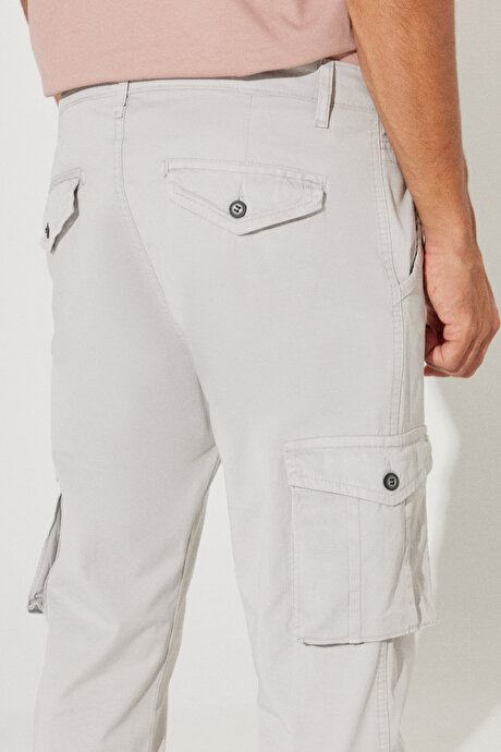 Slim Fit Dar Kesim Kargo Cepli Pamuklu Esnek Taş Pantolon resmi