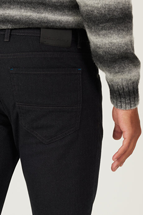 Slim Fit Dar Kesim 5 Cepli Desenli Esnek Antrasit Pantolon resmi