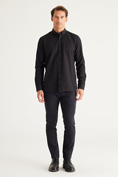 Slim Fit Dar Kesim Yan Cepli Pamuklu Esnek Antrasit Pantolon resmi