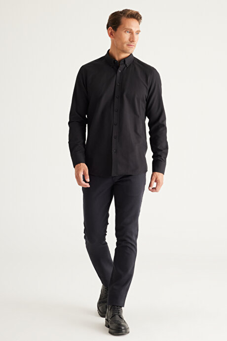 Slim Fit Dar Kesim Yan Cepli Pamuklu Esnek Antrasit Pantolon resmi