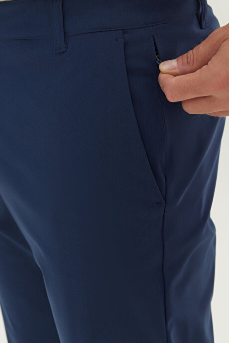 360 Her Yöne Esneyen Slim Fit Dar Kesim Yan Cep Lacivert Pantolon resmi