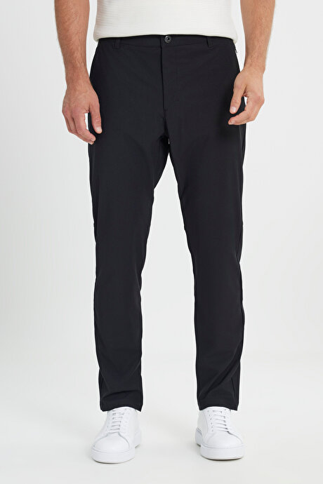 360 Her Yöne Esneyen Slim Fit Dar Kesim Yan Cep Siyah Pantolon resmi