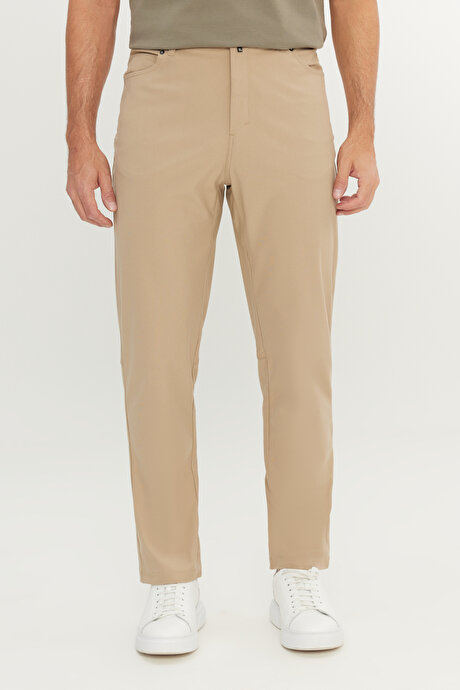 360 Her Yöne Esneyen Slim Fit Dar Kesim 5 Cep Casual Bej Pantolon resmi
