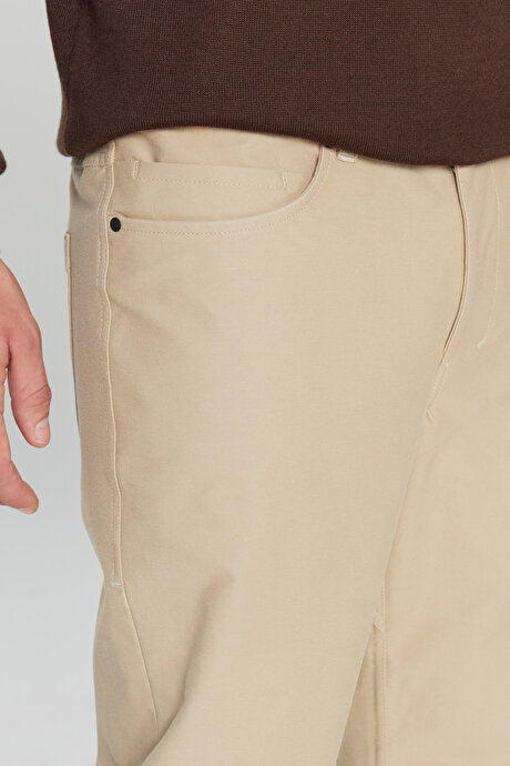 360 Her Yöne Esneyen Slim Fit Dar Kesim Pamuklu 5 Cep Casual Bej Pantolon resmi