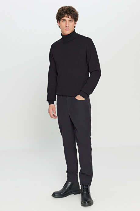 360 Her Yöne Esneyen Slim Fit Dar Kesim Pamuklu 5 Cep Casual Siyah Pantolon resmi