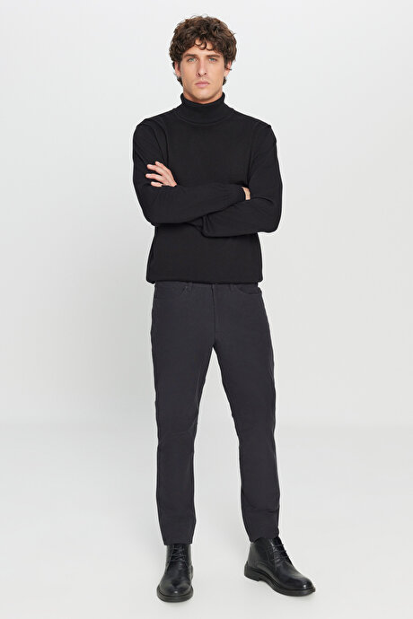 360 Her Yöne Esneyen Slim Fit Dar Kesim Pamuklu 5 Cep Casual Siyah Pantolon resmi