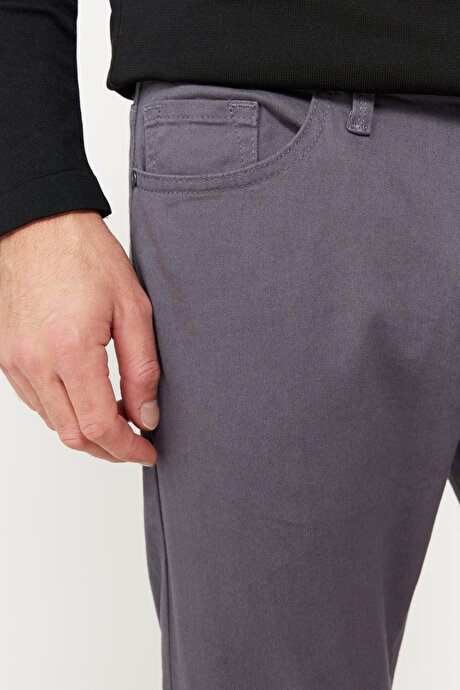 Slim Fit Dar Kesim 5 Cep Pamuklu Esnek Antrasit Pantolon resmi