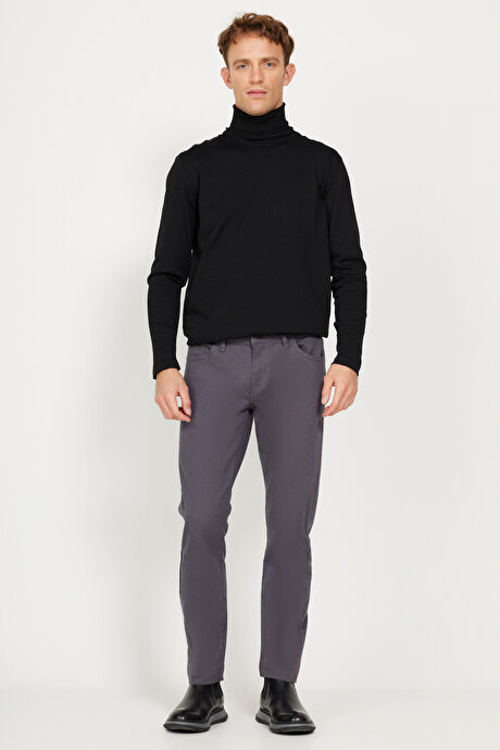 Slim Fit Dar Kesim 5 Cep Pamuklu Esnek Antrasit Pantolon resmi