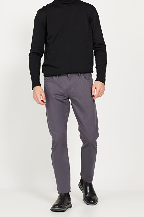 Slim Fit Dar Kesim 5 Cep Pamuklu Esnek Antrasit Pantolon resmi