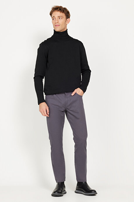 Slim Fit Dar Kesim 5 Cep Pamuklu Esnek Antrasit Pantolon resmi