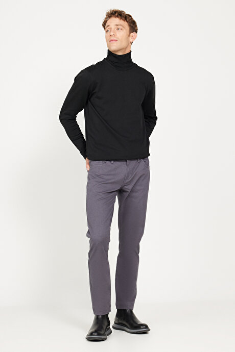 Slim Fit Dar Kesim 5 Cep Pamuklu Esnek Antrasit Pantolon resmi