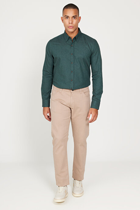 Slim Fit Dar Kesim 5 Cep Pamuklu Esnek Bej Pantolon resmi