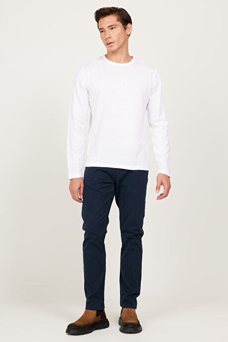 Slim Fit Dar Kesim 5 Cep Pamuklu Esnek Lacivert Pantolon resmi