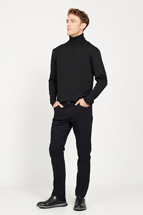 Slim Fit Dar Kesim 5 Cep Pamuklu Esnek Siyah Pantolon resmi
