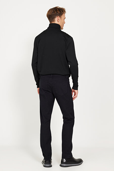 Slim Fit Dar Kesim 5 Cep Pamuklu Esnek Siyah Pantolon resmi