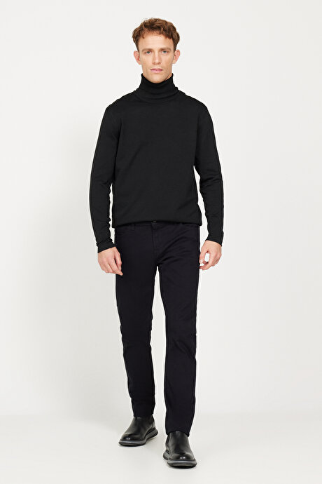 Slim Fit Dar Kesim 5 Cep Pamuklu Esnek Siyah Pantolon resmi