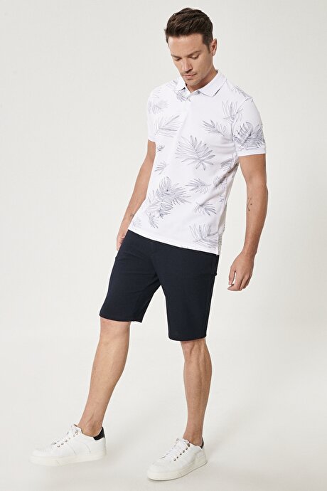 Slim Fit Dar Kesim Yan Cepli Casual Bermuda Lacivert Şort resmi
