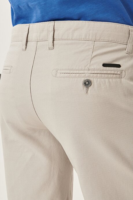 Slim Fit Dar Kesim %100 Pamuk Casual Bermuda Taş Chino Şort resmi