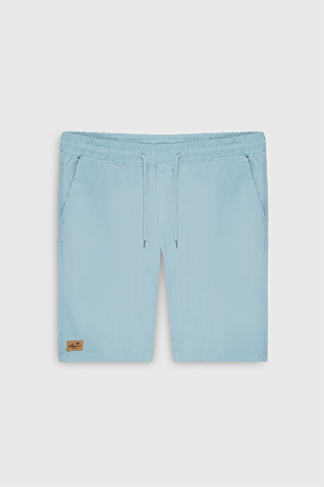 Slim Fit Dar Kesim Pamuklu Yan Cepli Mavi Şort resmi