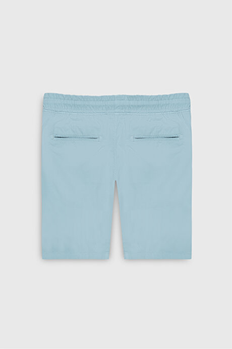 Slim Fit Dar Kesim Pamuklu Yan Cepli Mavi Şort resmi
