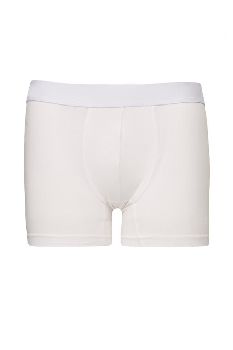 Premium Pamuklu 3'lü Paket Esnek Beyaz-Lacivert Boxer resmi